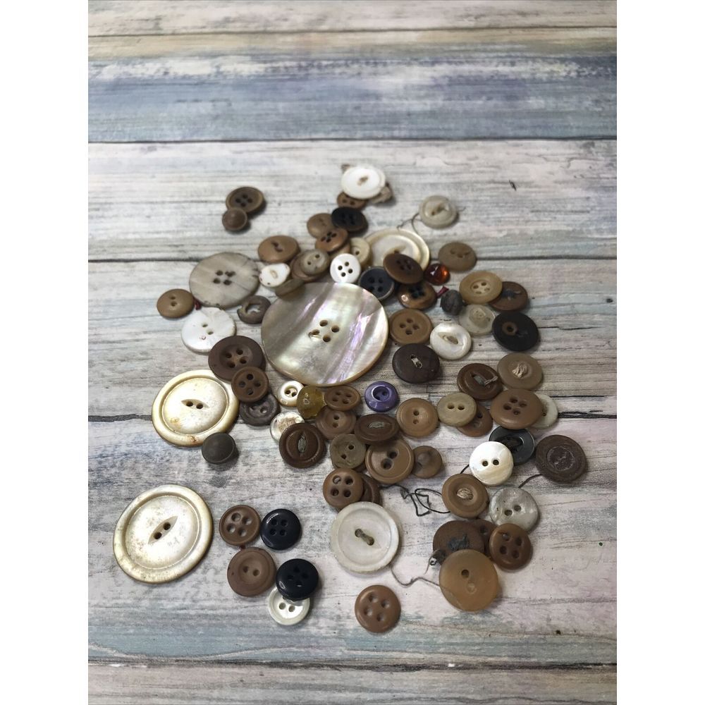 Lot Of Vintage Button  ‎ 1930s - 1960s Tan Brown MOP Mother of Pearl